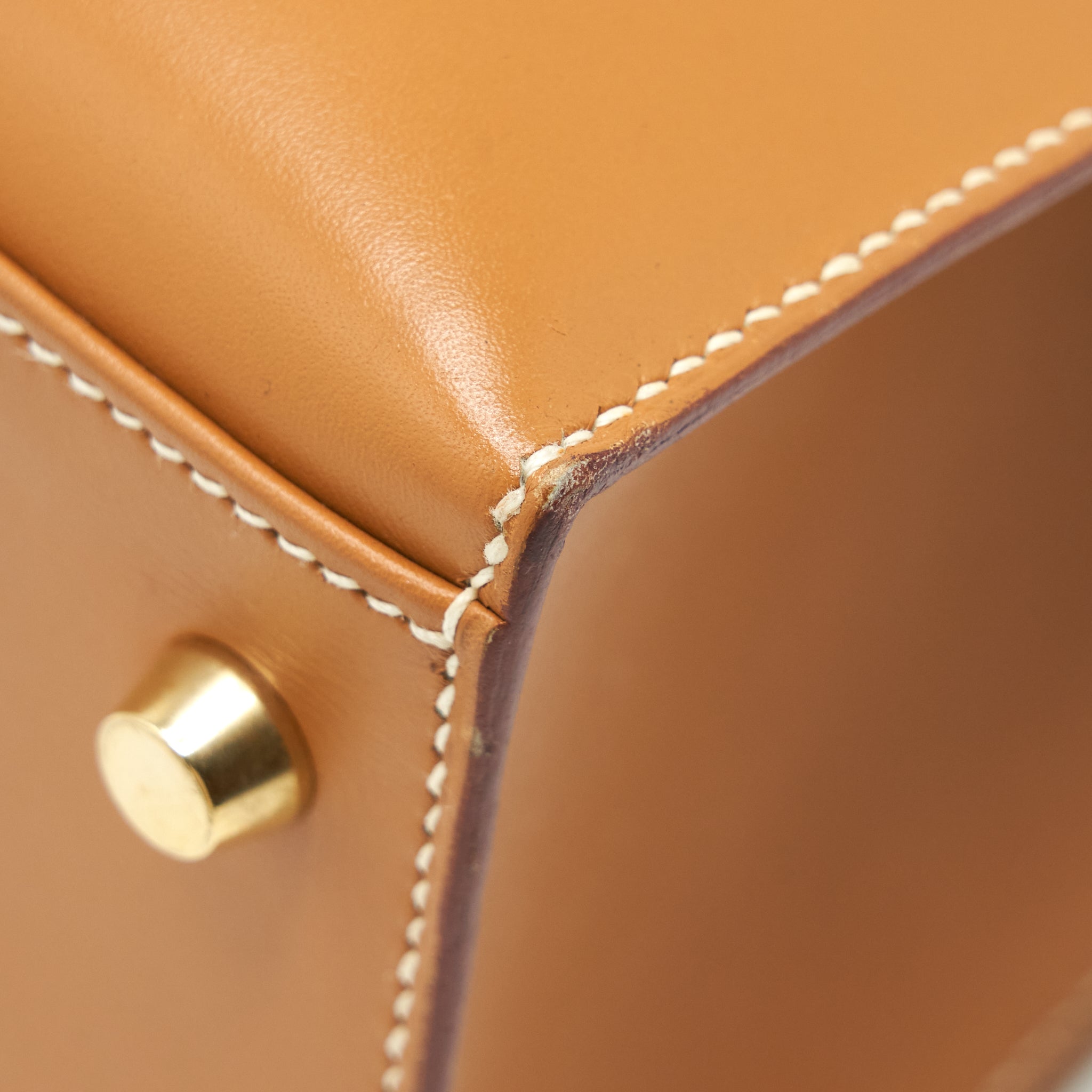 HERMES VINTAGE KELLY 32 BOX LEATHER NATURAL SABLE GHW