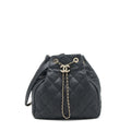 CHANEL BUCKET BAG QUILTED LAMBSKIN BLACK LGHW