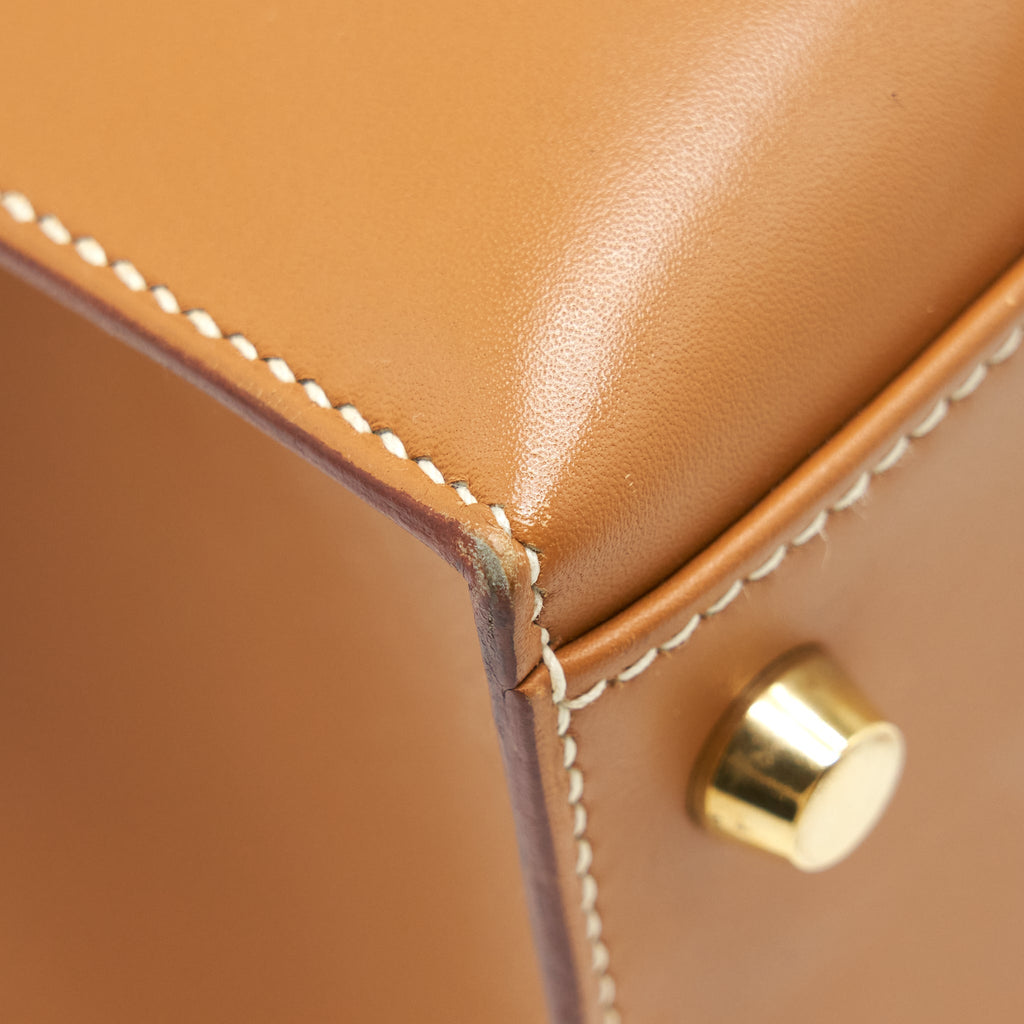 HERMES VINTAGE KELLY 32 BOX LEATHER NATURAL SABLE GHW