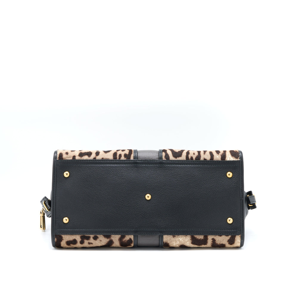 SAINT LAURENT CABAS CHYC TOTE BAG ANIMAL PRINT HORSEHAIR/CALFSKIN BLACK GHW