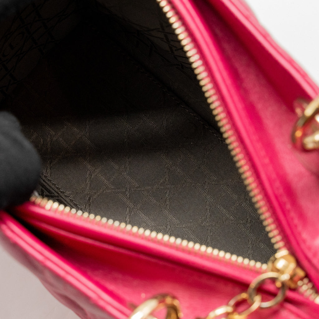 DIOR MEDIUM LADY DIOR LAMBSKIN PINK GHW