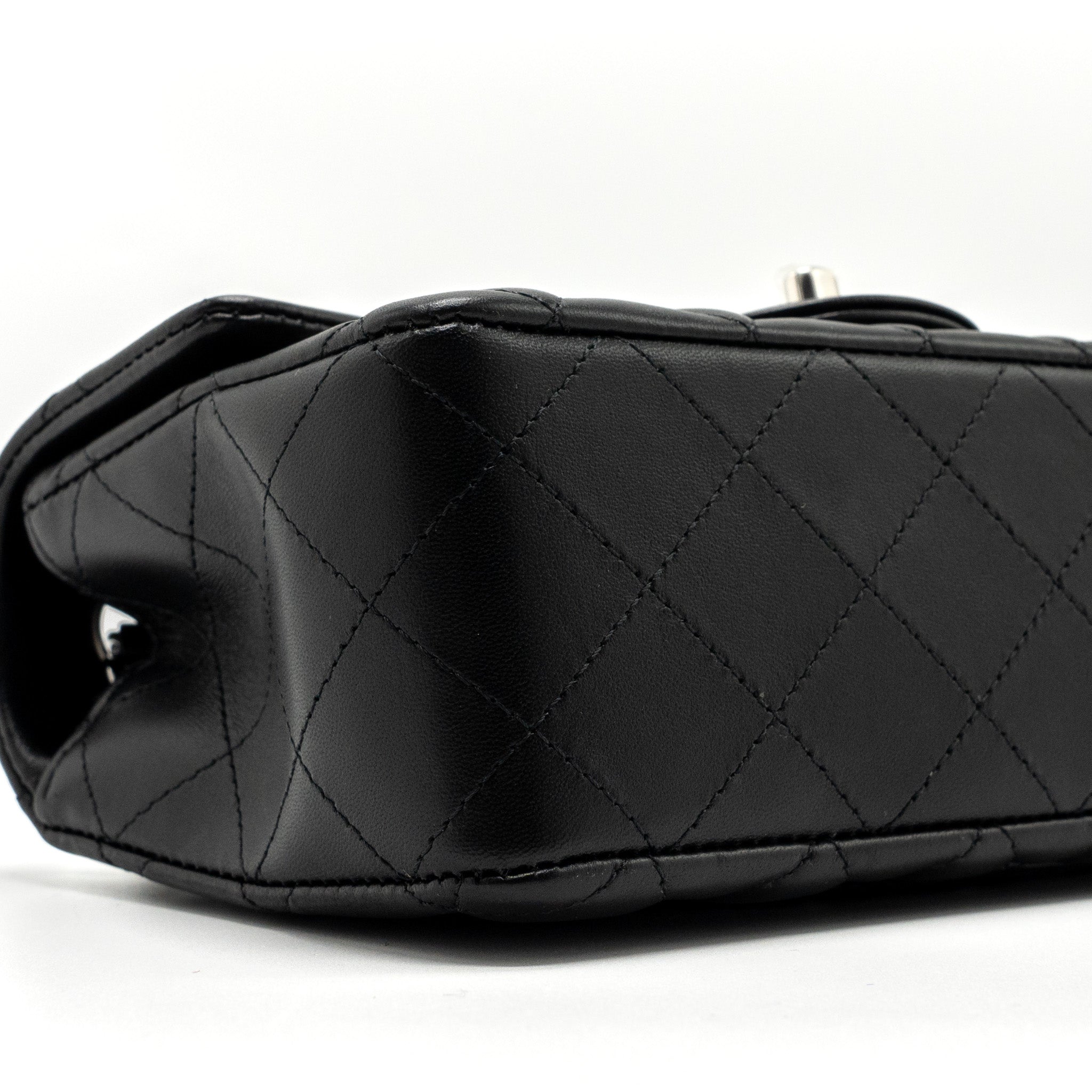 CHANEL MINI RECTANGULAR FLAP BAG LAMBSKIN BLACK SHW (MICROCHIP)