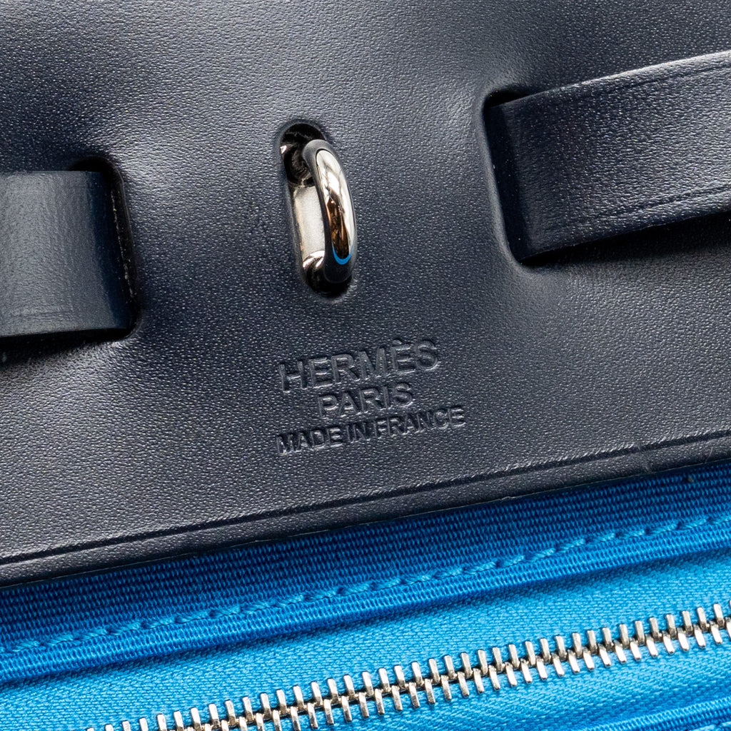 HERMES HERBAG 31 ZIP BAG CANVAS/HUNTER BLUE SHW