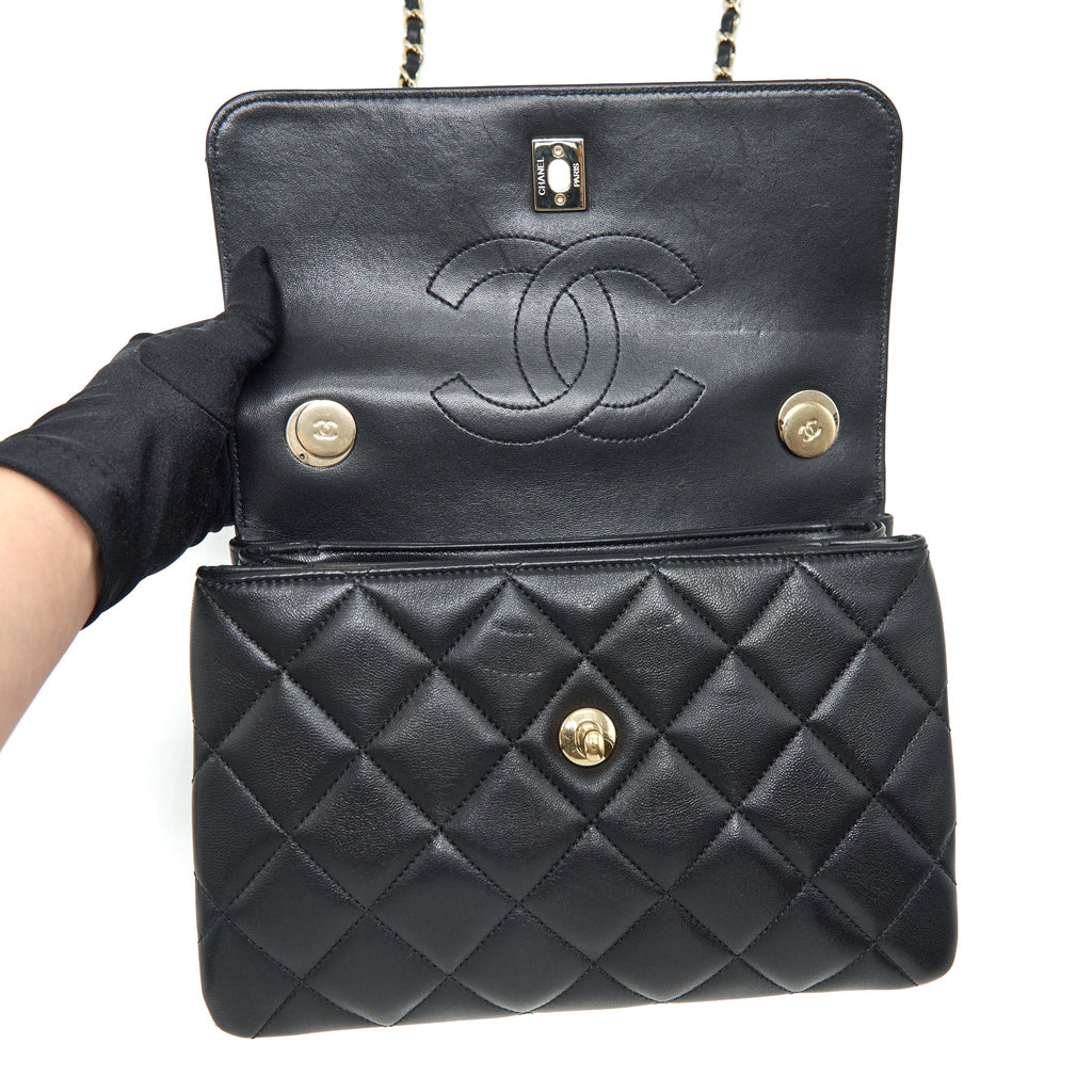 CHANEL TRENDY CC FLAP BAG LAMBSKIN BLACK LGHW