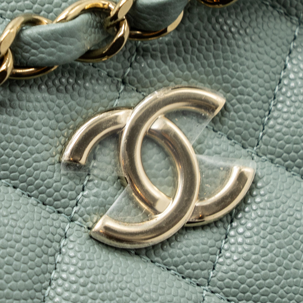 CHANEL 23C MINI BUCKET TOTE BAG CAVIAR LIGHT GREY LGHW (MICROCHIP)