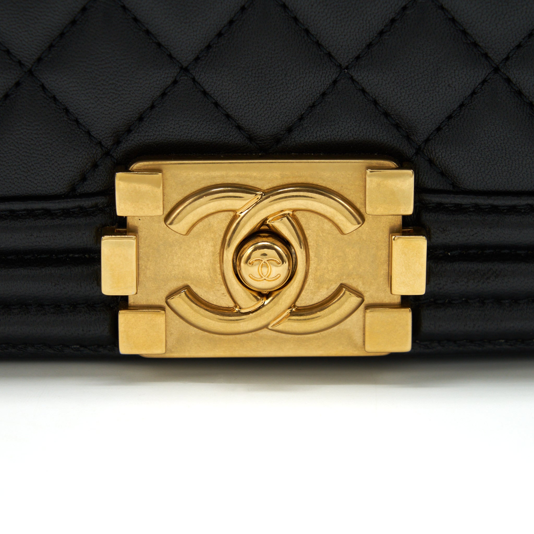 CHANEL BOY BAG NEW MEDIUM (28CM) LAMBSKIN BLACK RUTHENIUM GHW