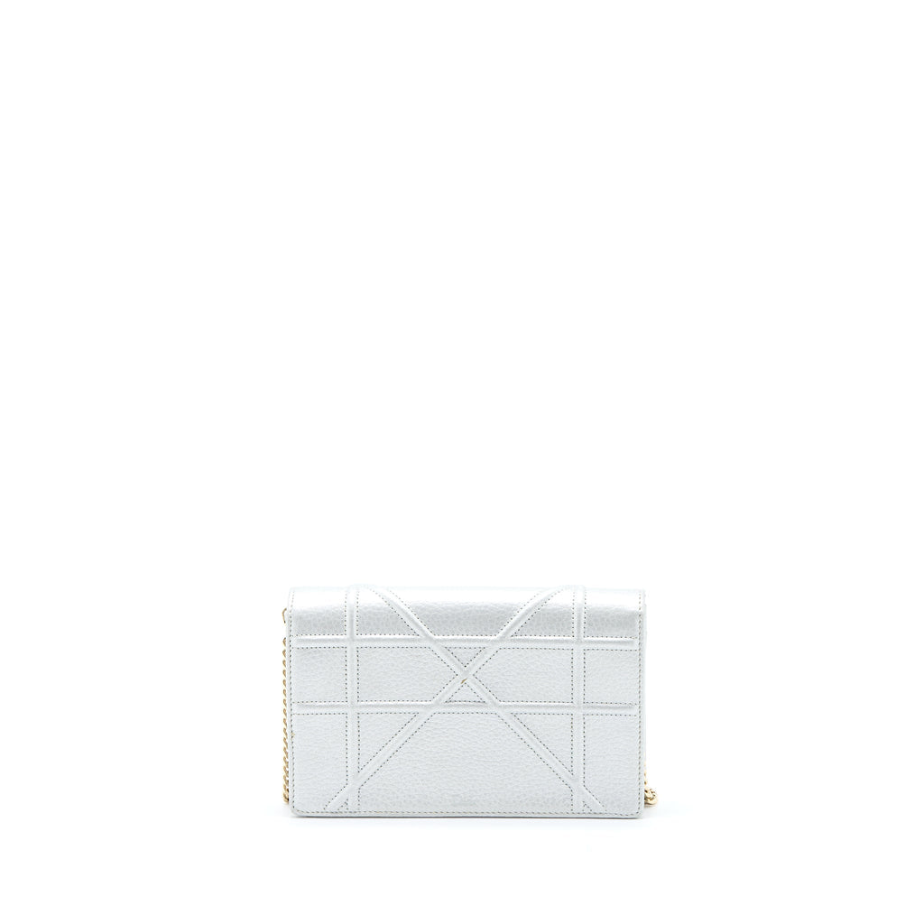 DIOR DIORAMA WALLET ON CHAIN CALFSKIN SILVER LGHW