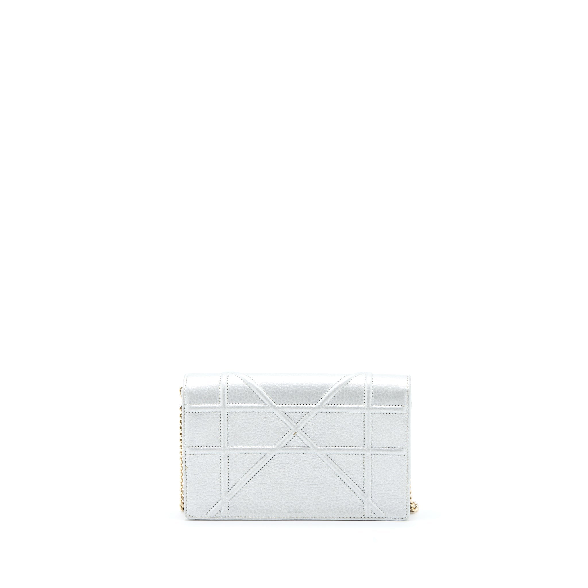 DIOR DIORAMA WALLET ON CHAIN CALFSKIN SILVER LGHW