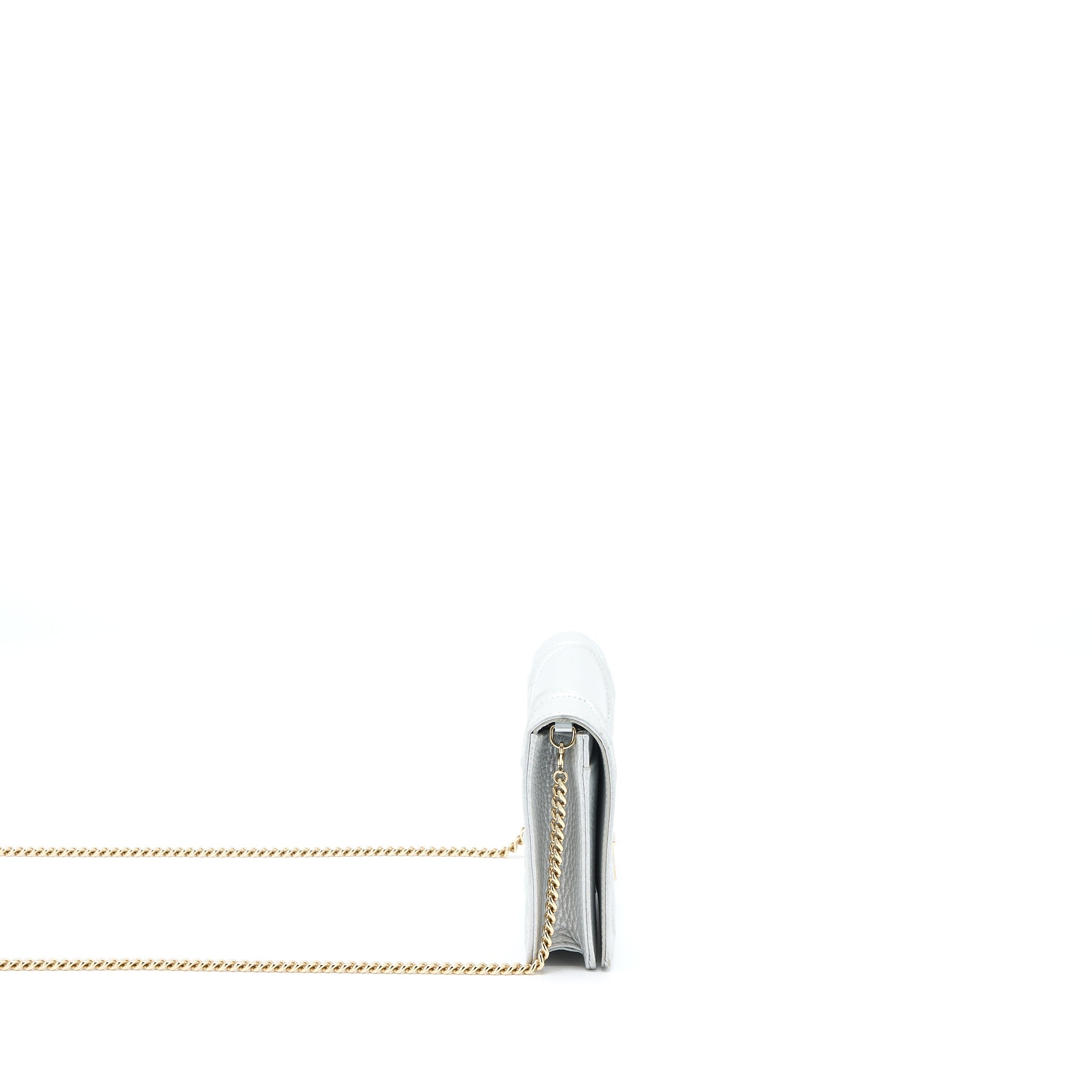 DIOR DIORAMA WALLET ON CHAIN CALFSKIN SILVER LGHW