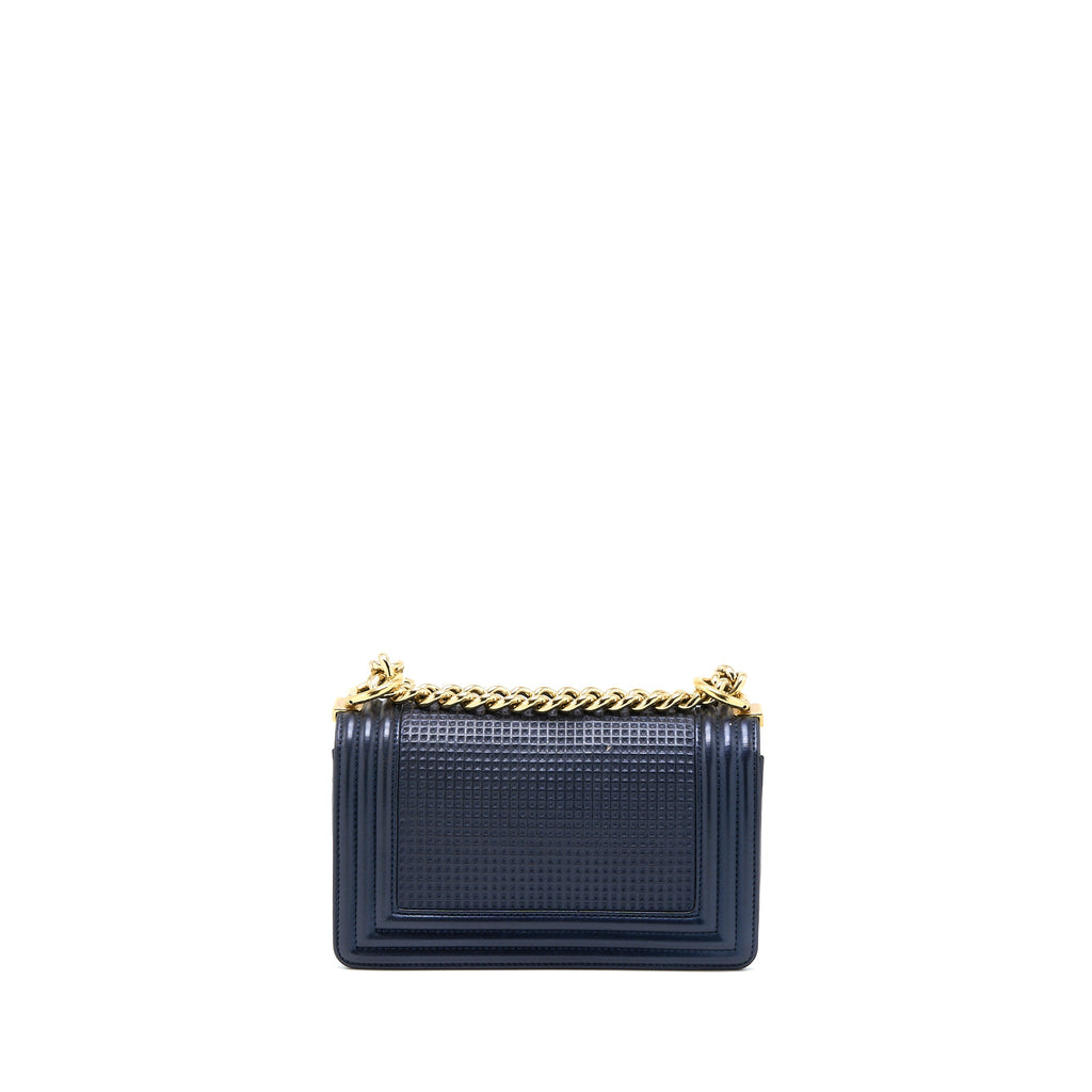 CHANEL SMALL BOY BAG LAMBSKIN NAVY MULTICOLOUR HARDWARE