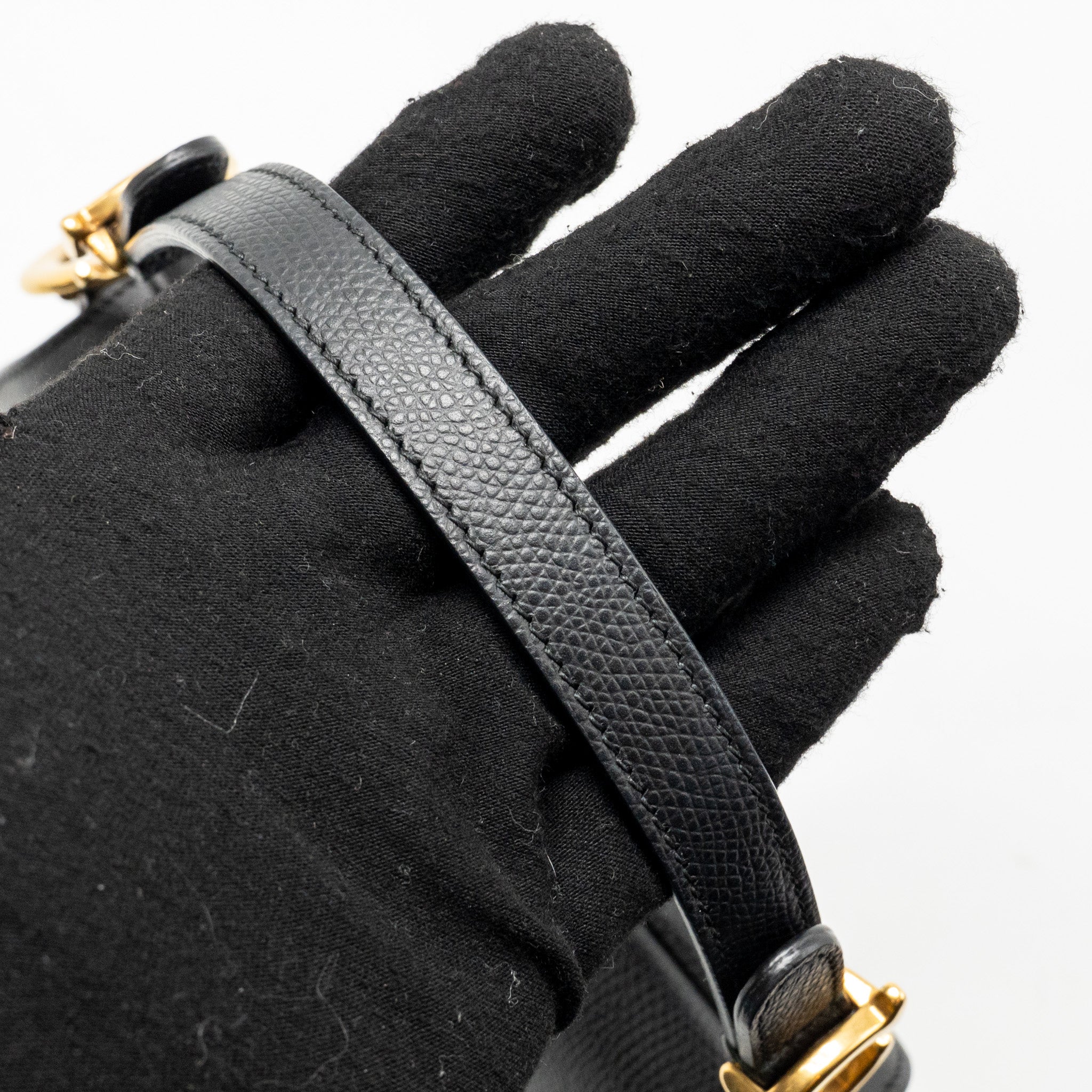 DIOR MINI SADDLE GRAINED CALFSKIN BLACK GHW