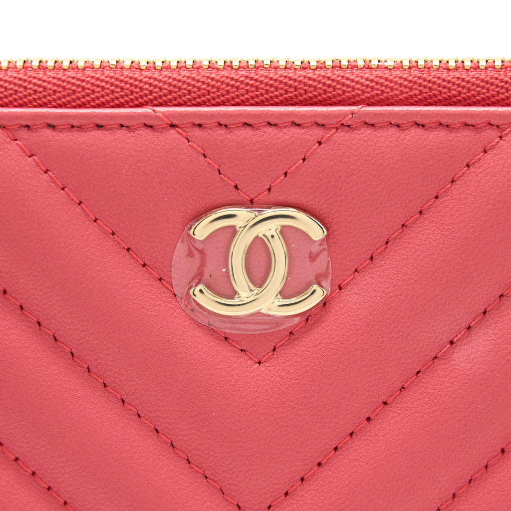 CHANEL CHEVRON CLUTCH LAMBSKIN PINK LGHW