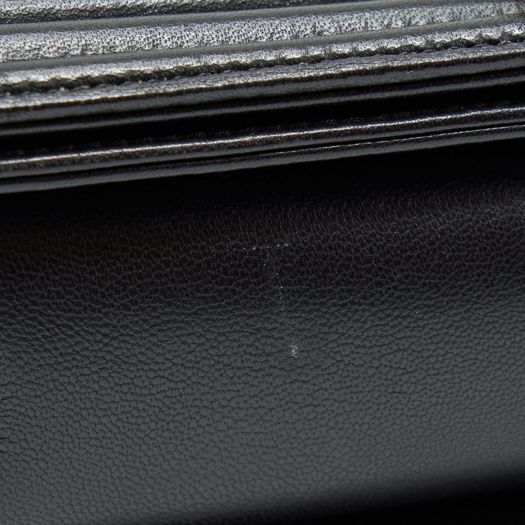 CHANEL BOY BAG NEW MEDIUM (28CM) LAMBSKIN BLACK RUTHENIUM GHW