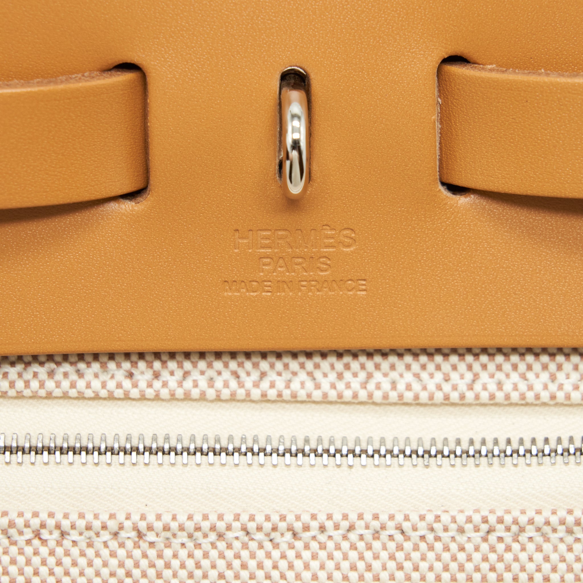 HERMES HERBAG ZIP 31 TOILE H EN RELIEF BRIDES SABLE/ ECRU BEIGE/ NAT SABLE