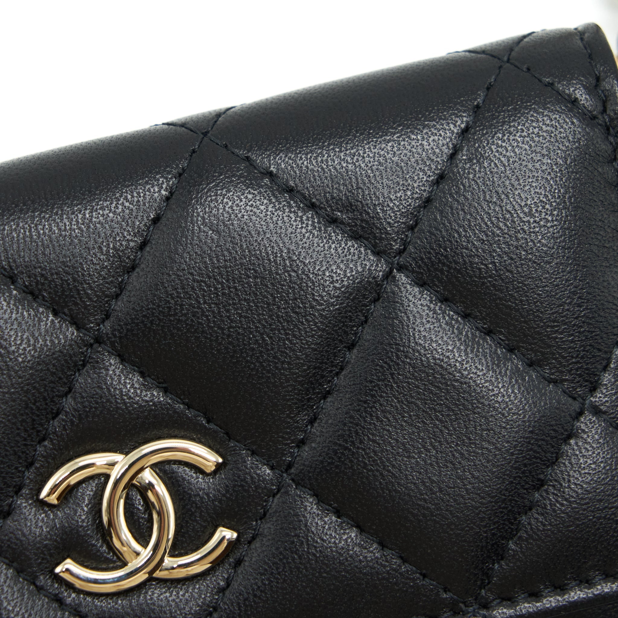 CHANEL MINI FLAP BAG WITH CAMELLIA CHAIN LAMBSKIN BLACK LGHW