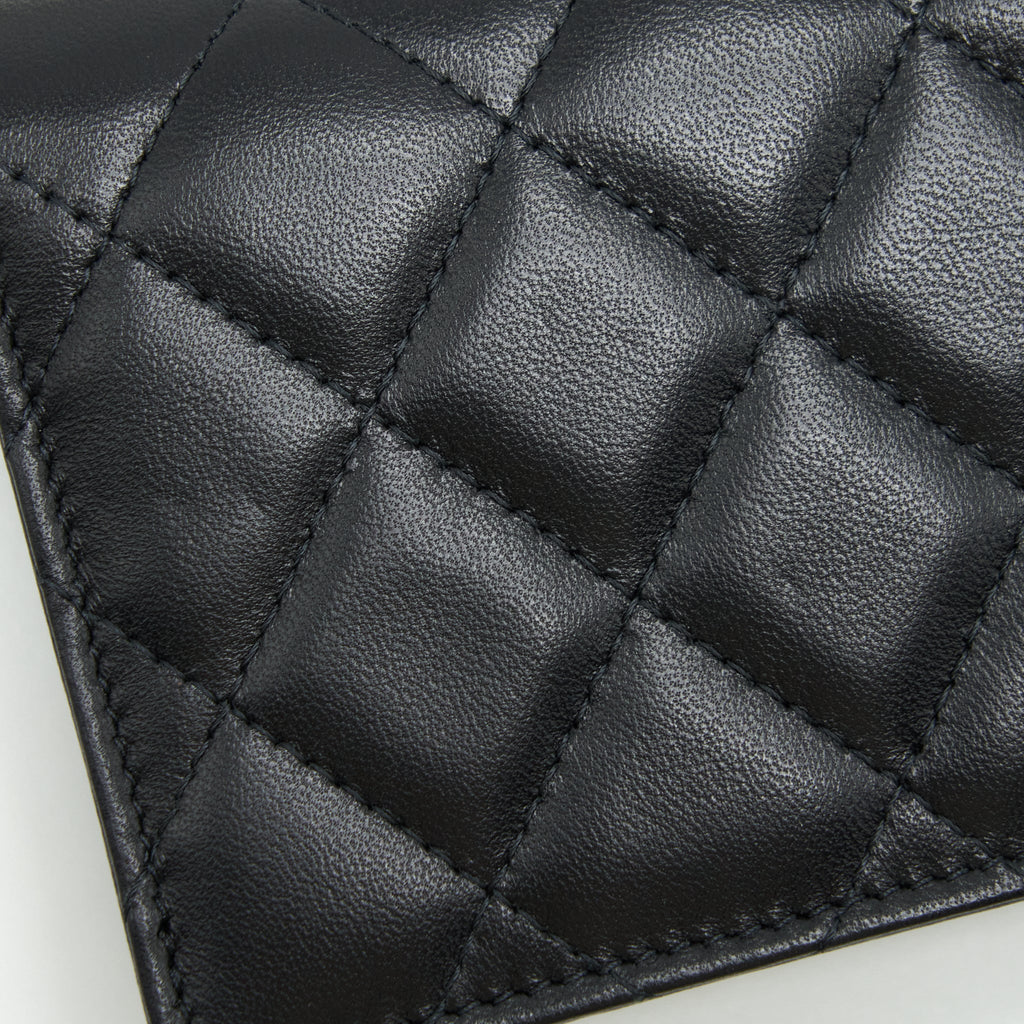 CHANEL MINI FLAP BAG WITH CAMELLIA CHAIN LAMBSKIN BLACK LGHW