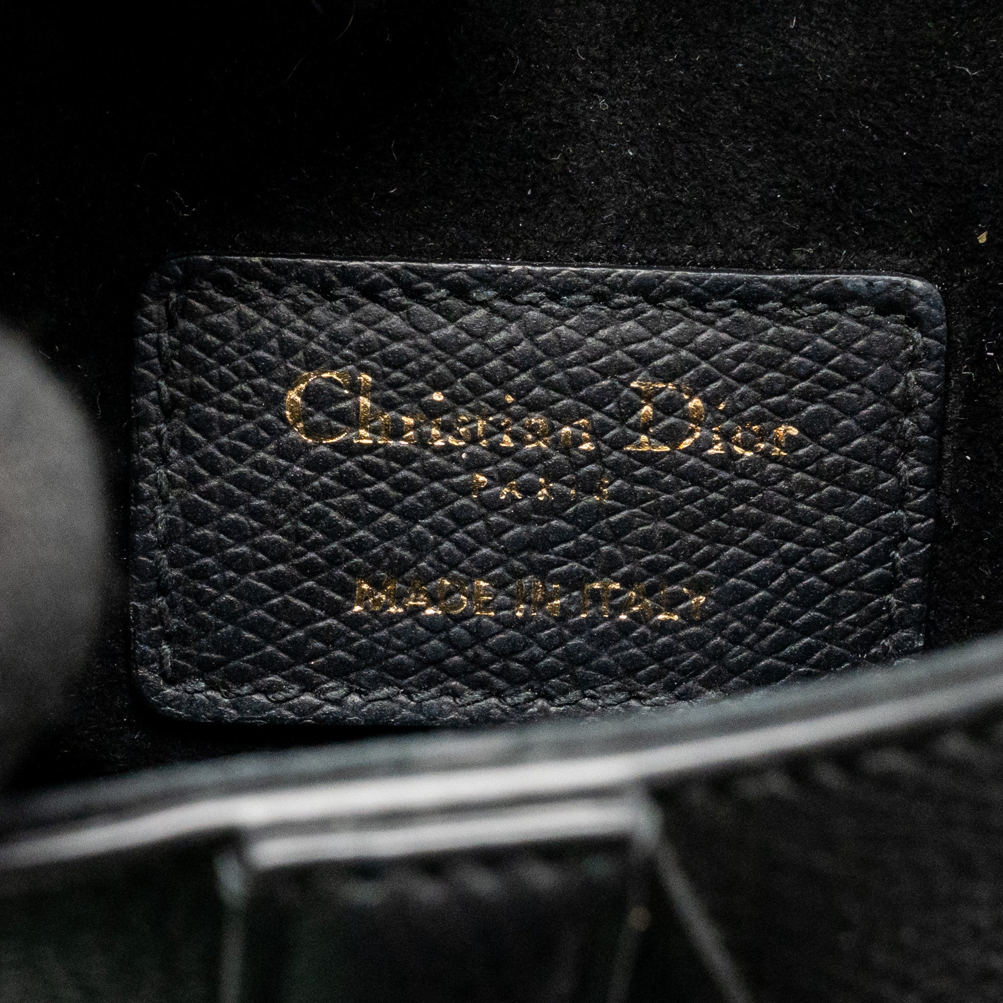 DIOR MINI SADDLE GRAINED CALFSKIN BLACK GHW