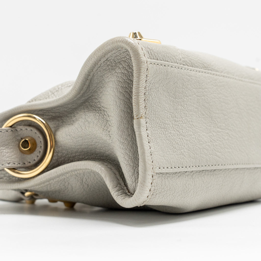 BALENCIAGA MINI CITY BAG CALFSKIN LIGHT GREY GHW
