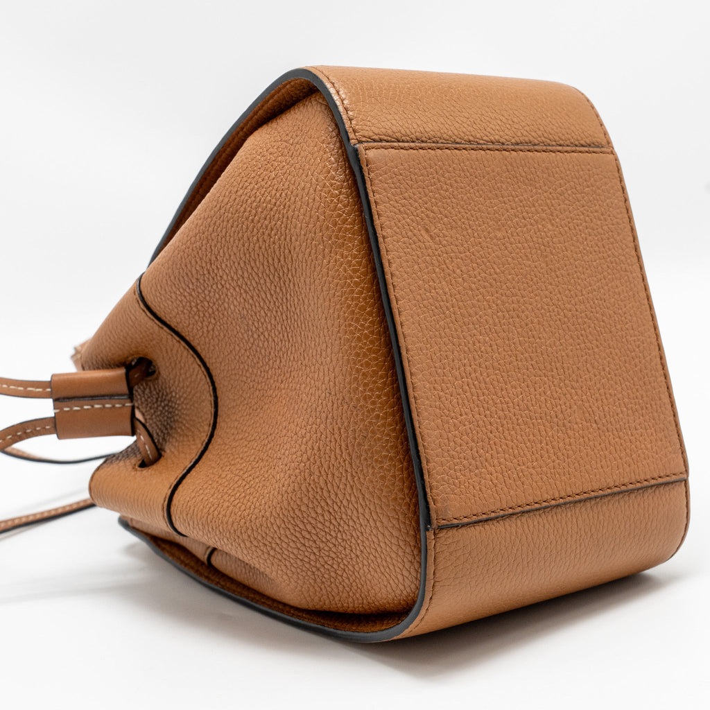 LOEWE MINI HAMMOCK DRAWSTRING BAG GRAINED CALFSKIN TAN GHW