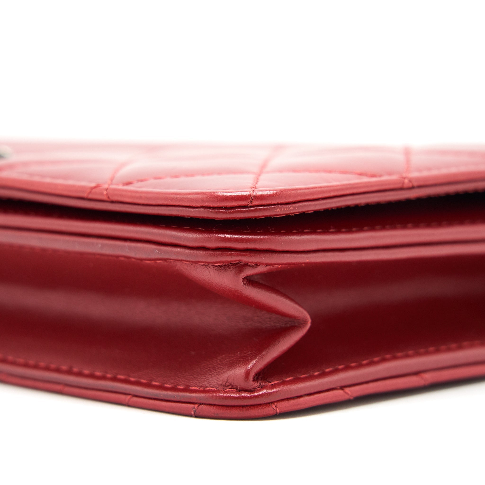 CHANEL WALLET ON CHAIN RED CALFSKIN RUTHENIUM HARDWARE