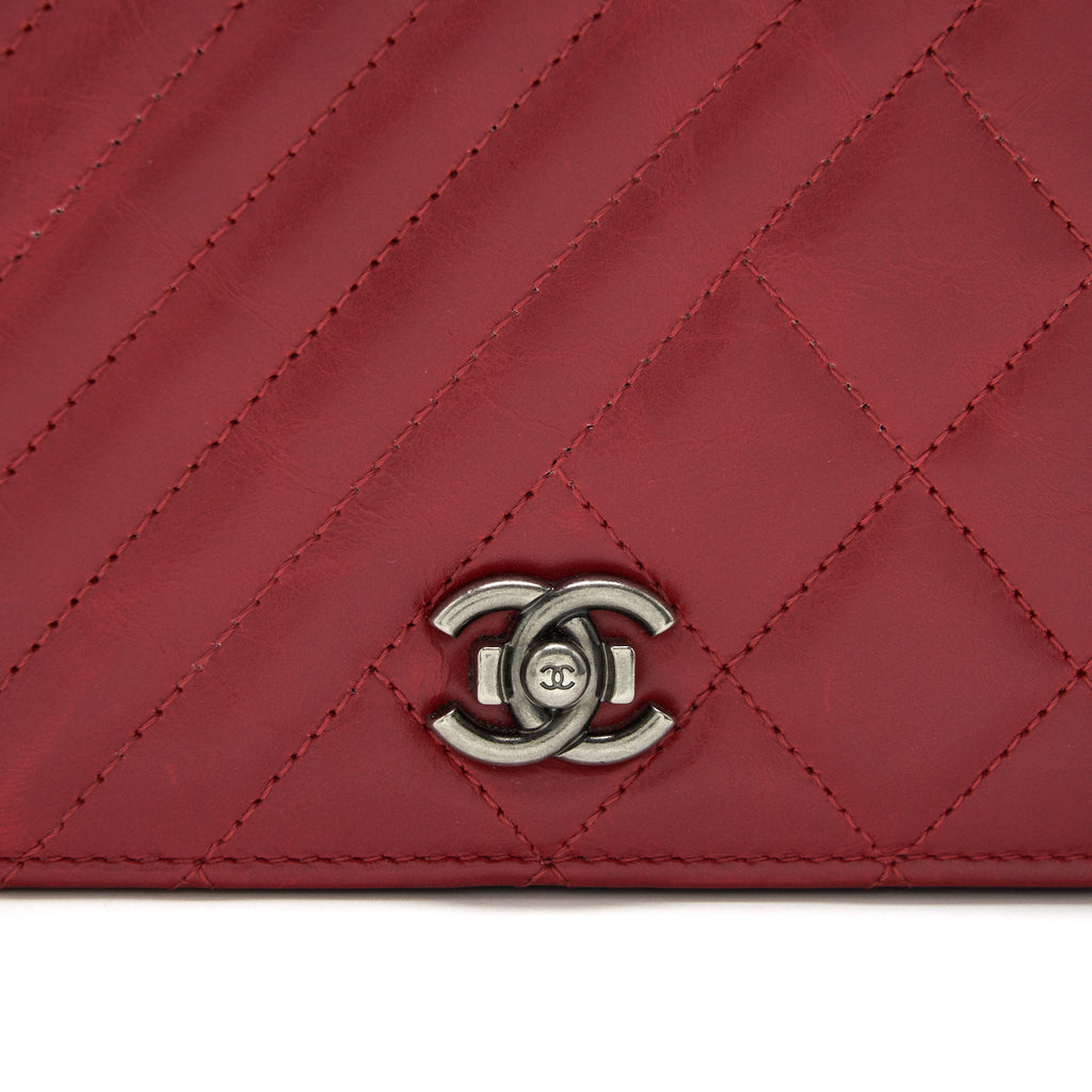 CHANEL WALLET ON CHAIN RED CALFSKIN RUTHENIUM HARDWARE