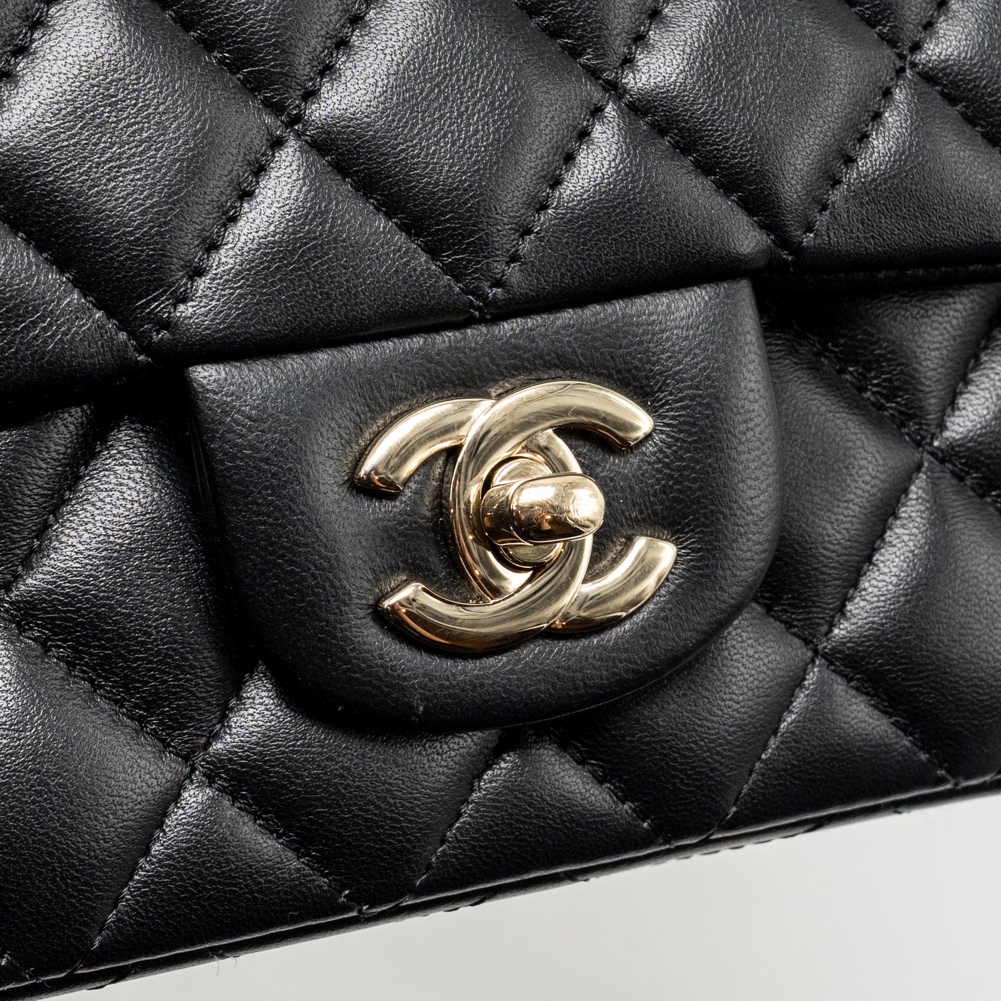 CHANEL MINI RECTANGULAR FLAP BAG LAMBSKIN BLACK LGHW