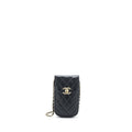 CHANEL FLAP PHONE POUCH WITH CHAIN BLACK LAMBSKIN GHW