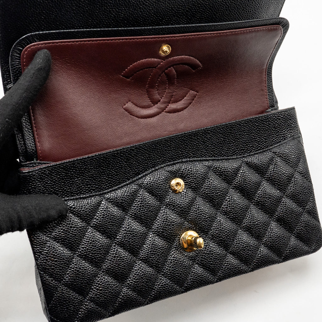 CHANEL MEDIUM CLASSIC DOUBLE FLAP BAG CAVIAR BLACK GHW