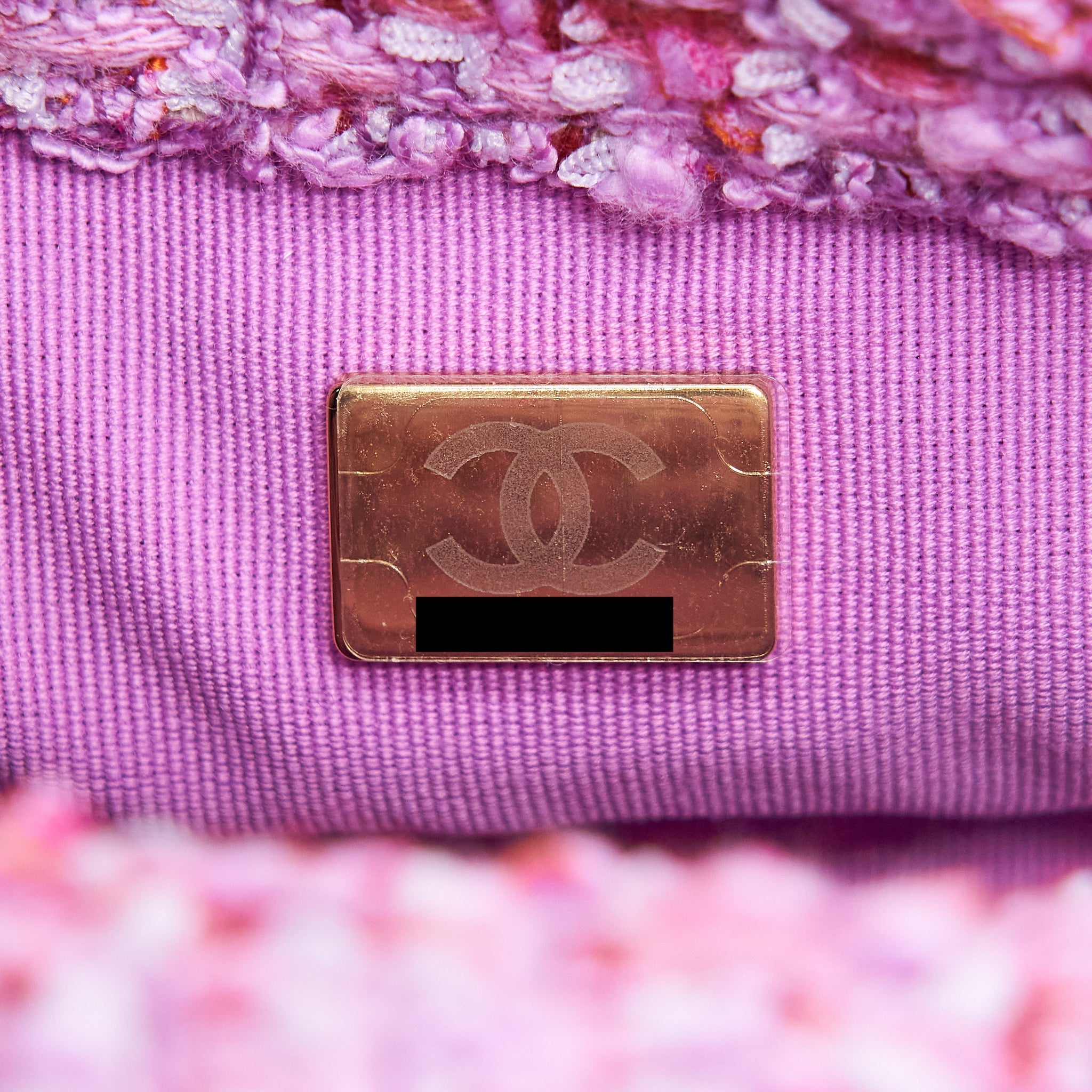 CHANEL 22P MINI SQUARE FLAP BAG TWEED PINK GOLD/PINK HARDWARE