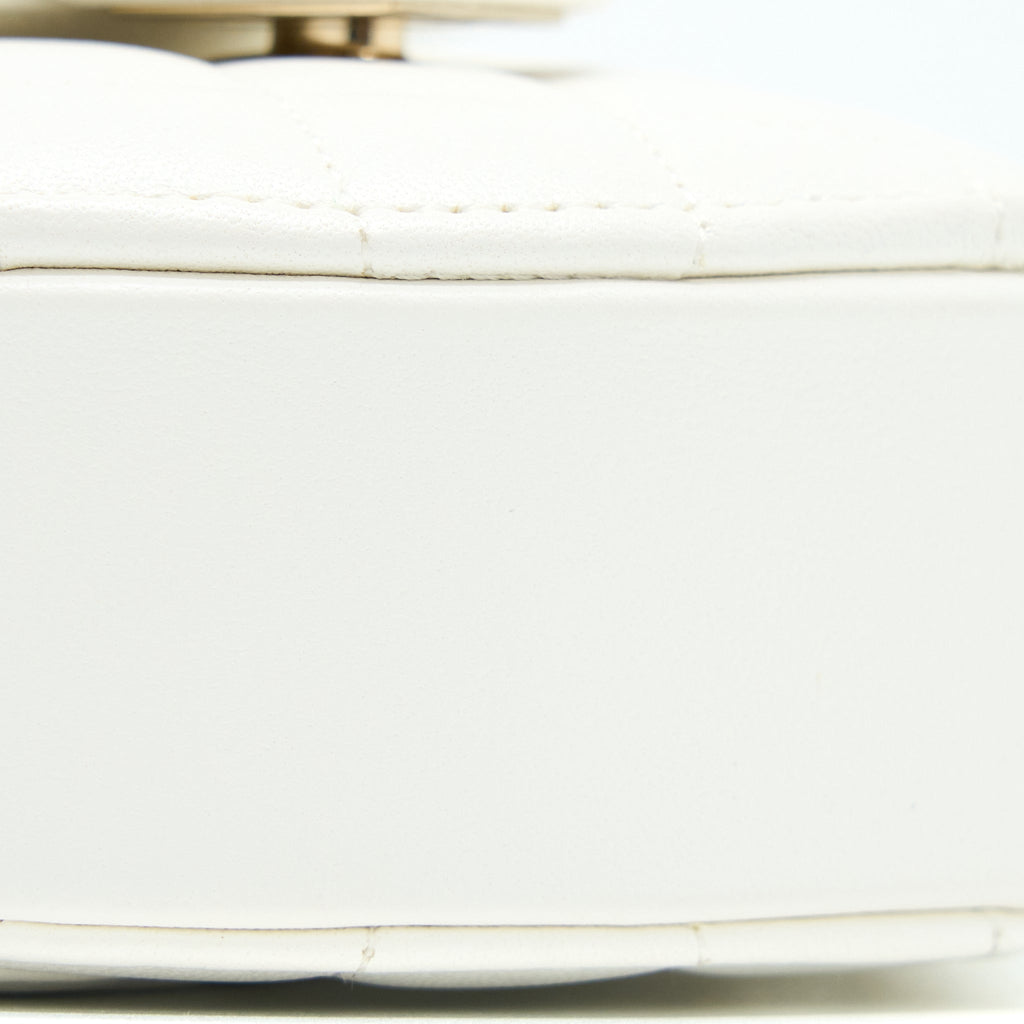 CHANEL SMALL HEART BAG LAMBSKIN WHITE LGHW