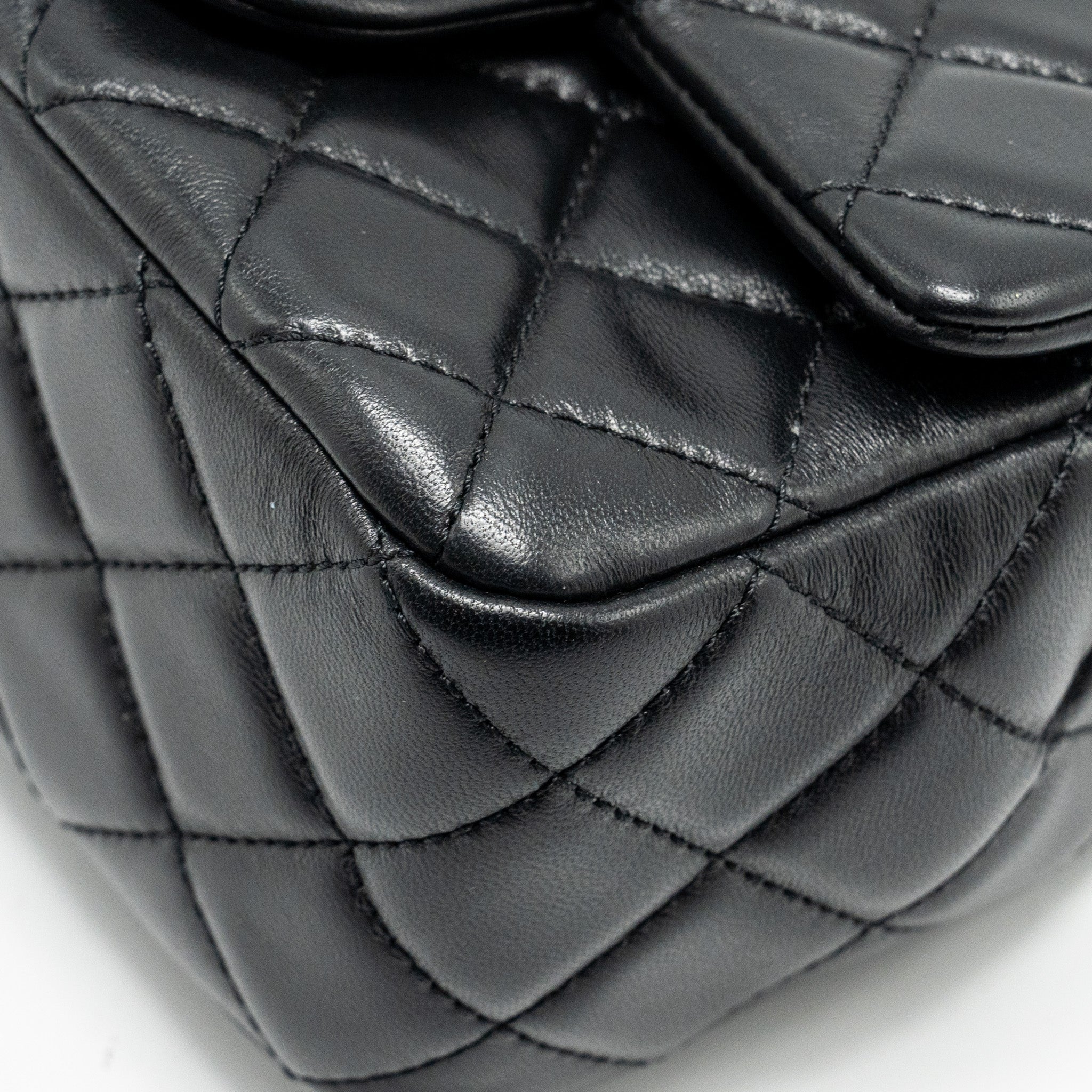 CHANEL PEARL CRUSH MINI SQUARE FLAP BAG LAMBSKIN BLACK GHW (MICROCHIP)