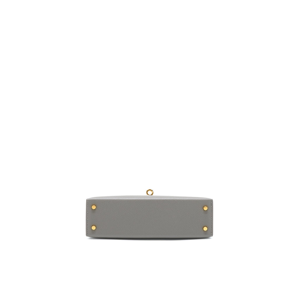 HERMES MINI KELLY EPSOM 0L GRIS MEYER GHW