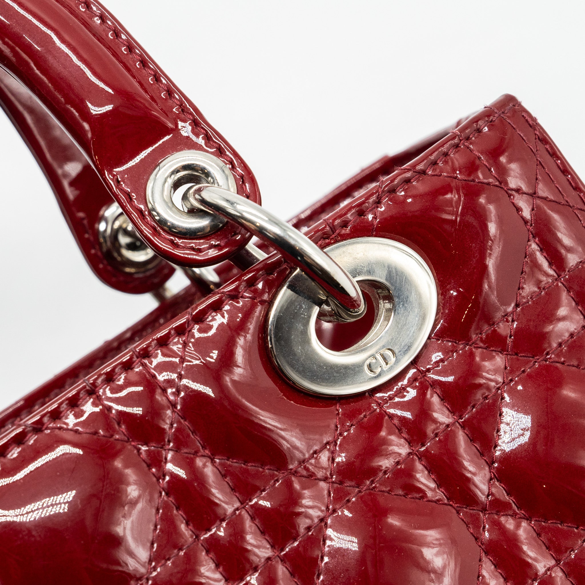 DIOR MEDIUM LADY DIOR PATENT RED SHW