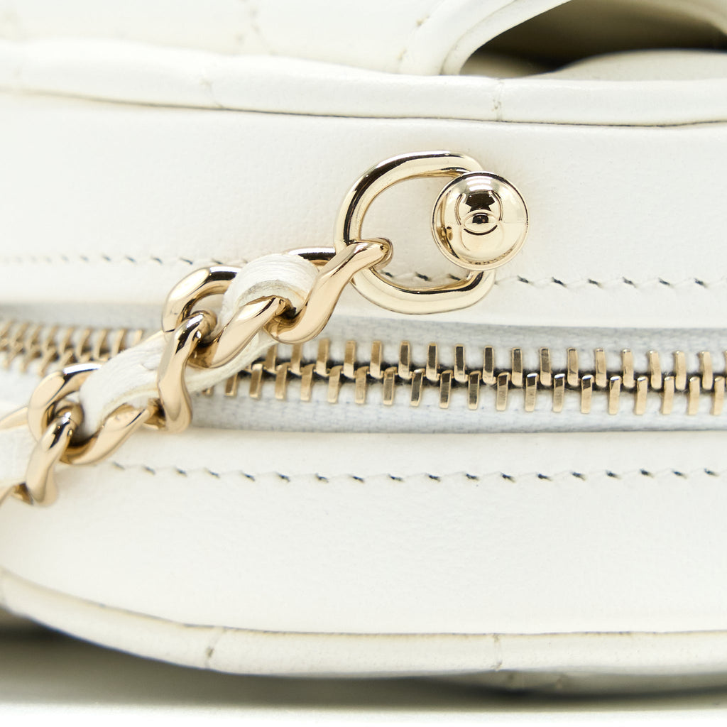 CHANEL SMALL HEART BAG LAMBSKIN WHITE LGHW