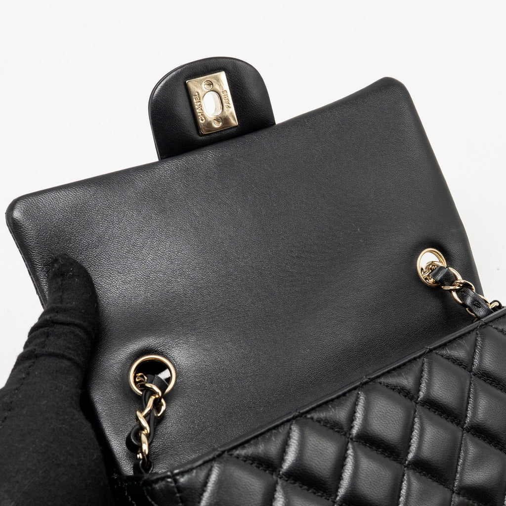 CHANEL MINI RECTANGULAR FLAP BAG LAMBSKIN BLACK LGHW
