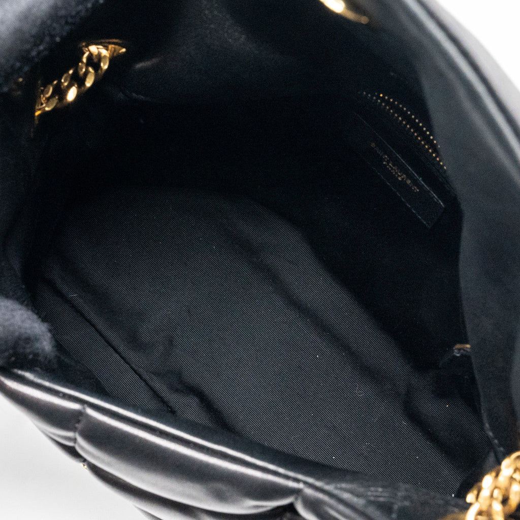 SAINT LAURENT SMALL PUFFER QUILTED NAPPA LEATHER BLACK GHW