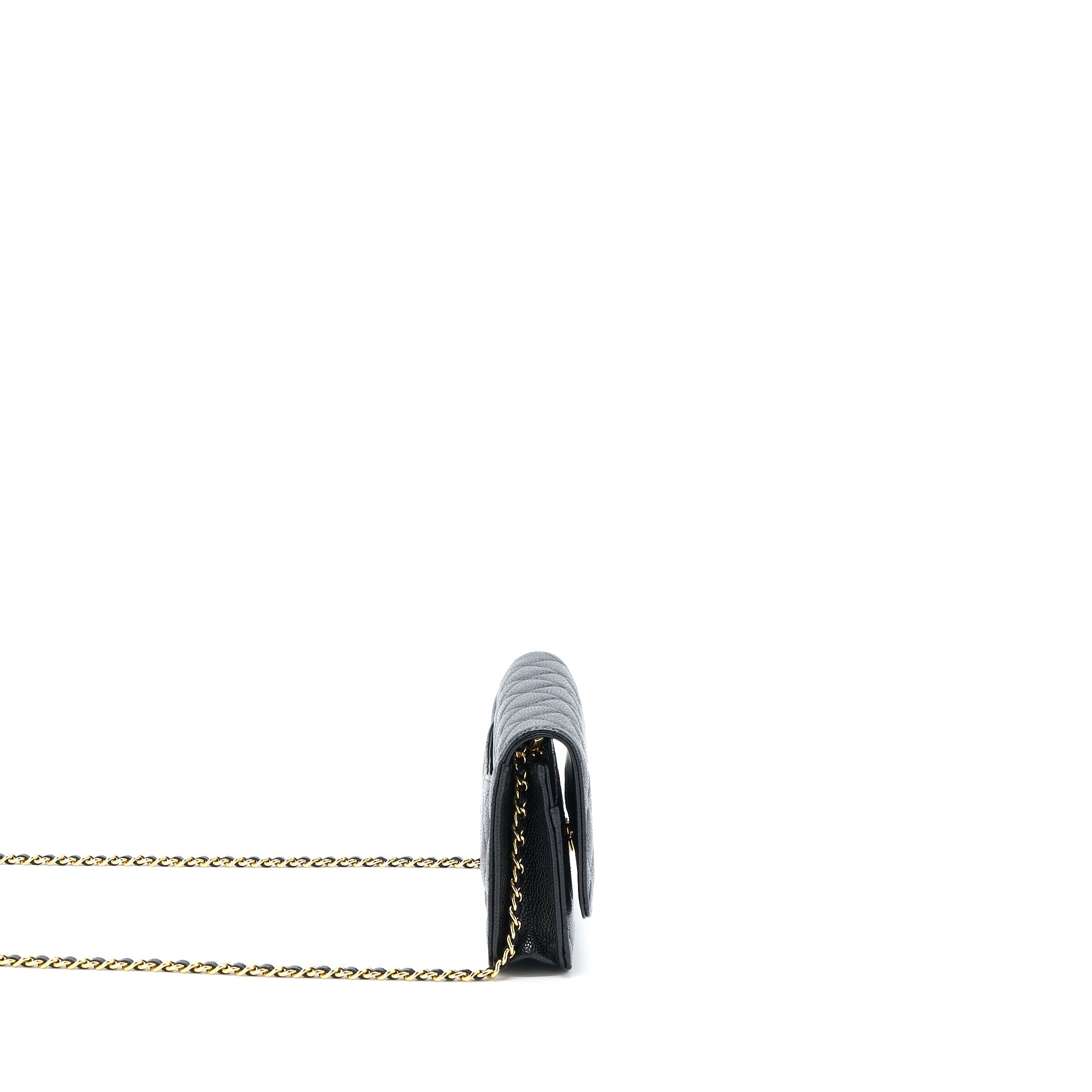 CHANEL CLASSIC WALLET ON CHAIN CAVIAR BLACK GHW (MICROCHIP)