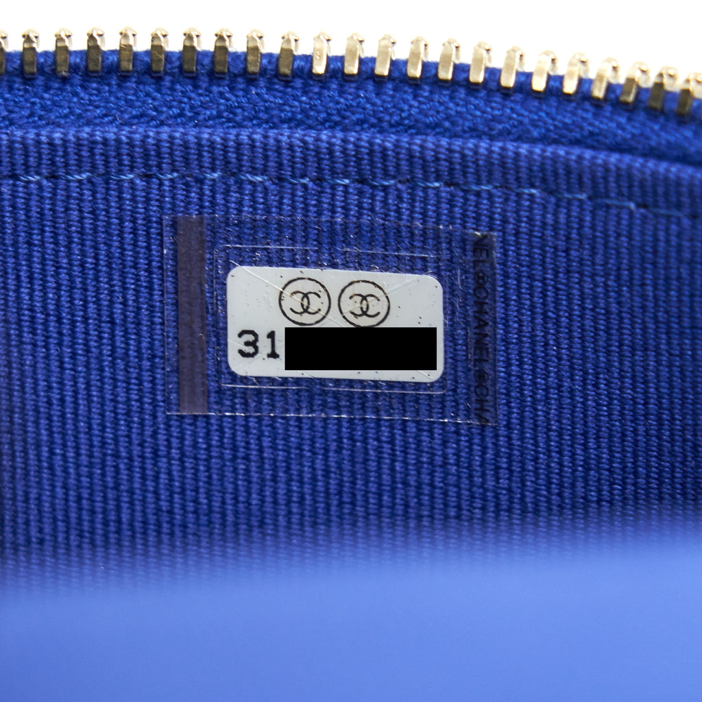 CHANEL 21K MINI TOP HANDLE VANITY WITH CHAIN BLUE LGHW