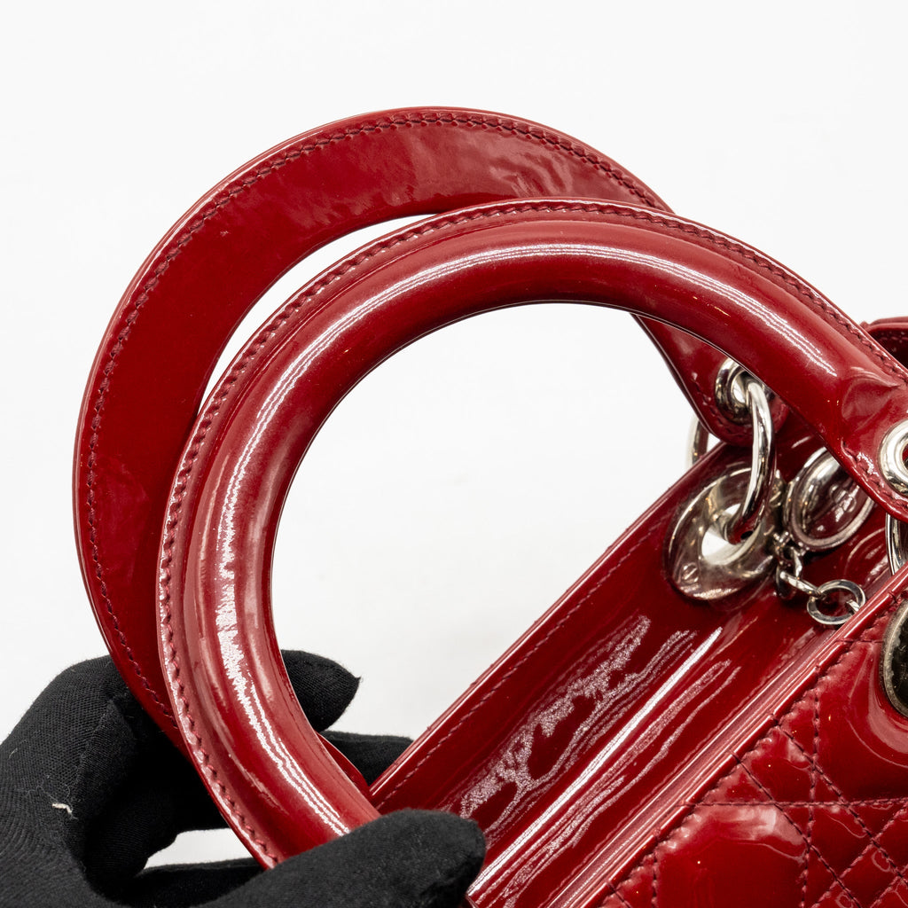 DIOR MEDIUM LADY DIOR PATENT RED SHW