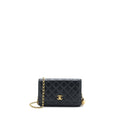 CHANEL PEARL CRUSH WALLET ON CHAIN LAMBSKIN BLACK GHW (MICROCHIP)