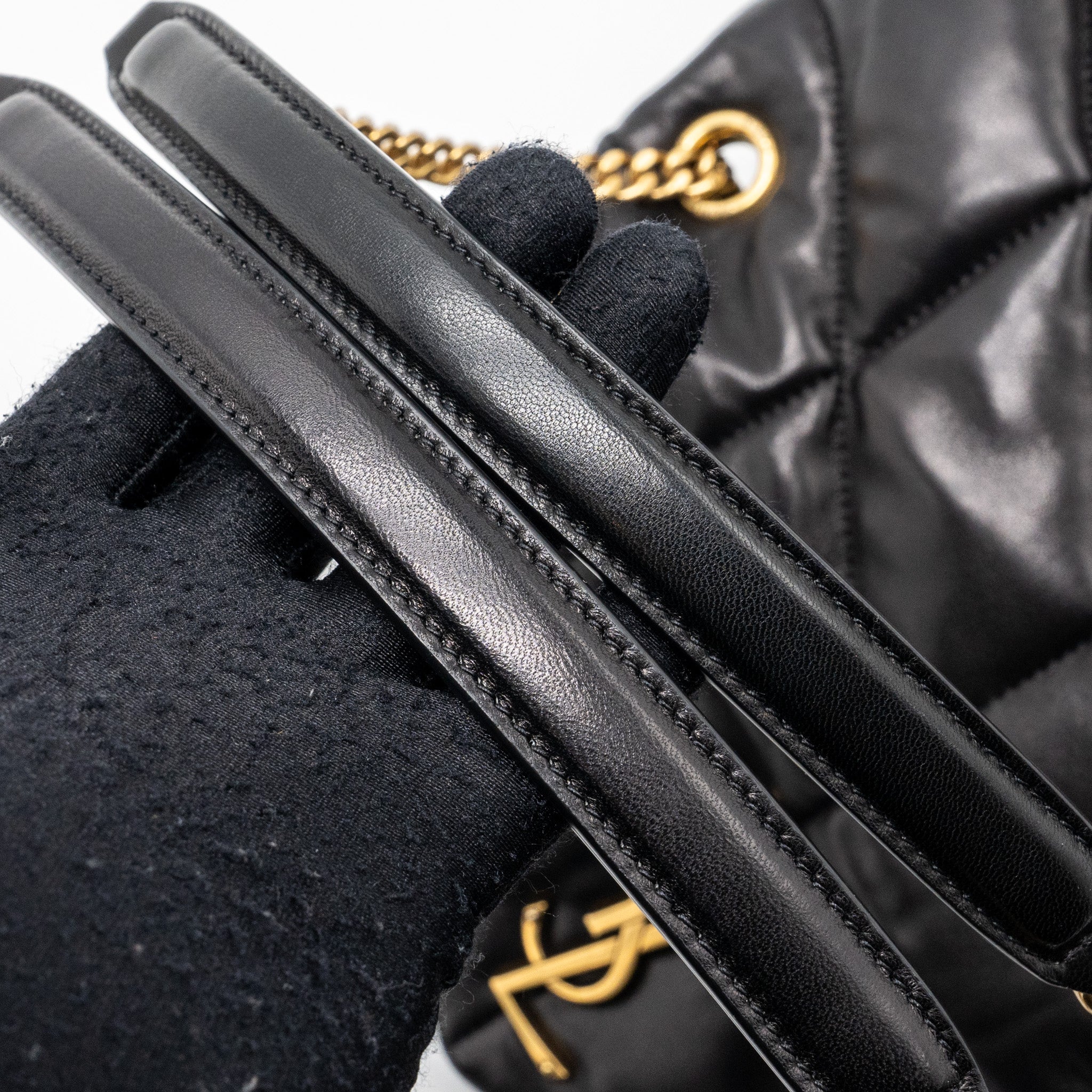 SAINT LAURENT SMALL PUFFER QUILTED NAPPA LEATHER BLACK GHW