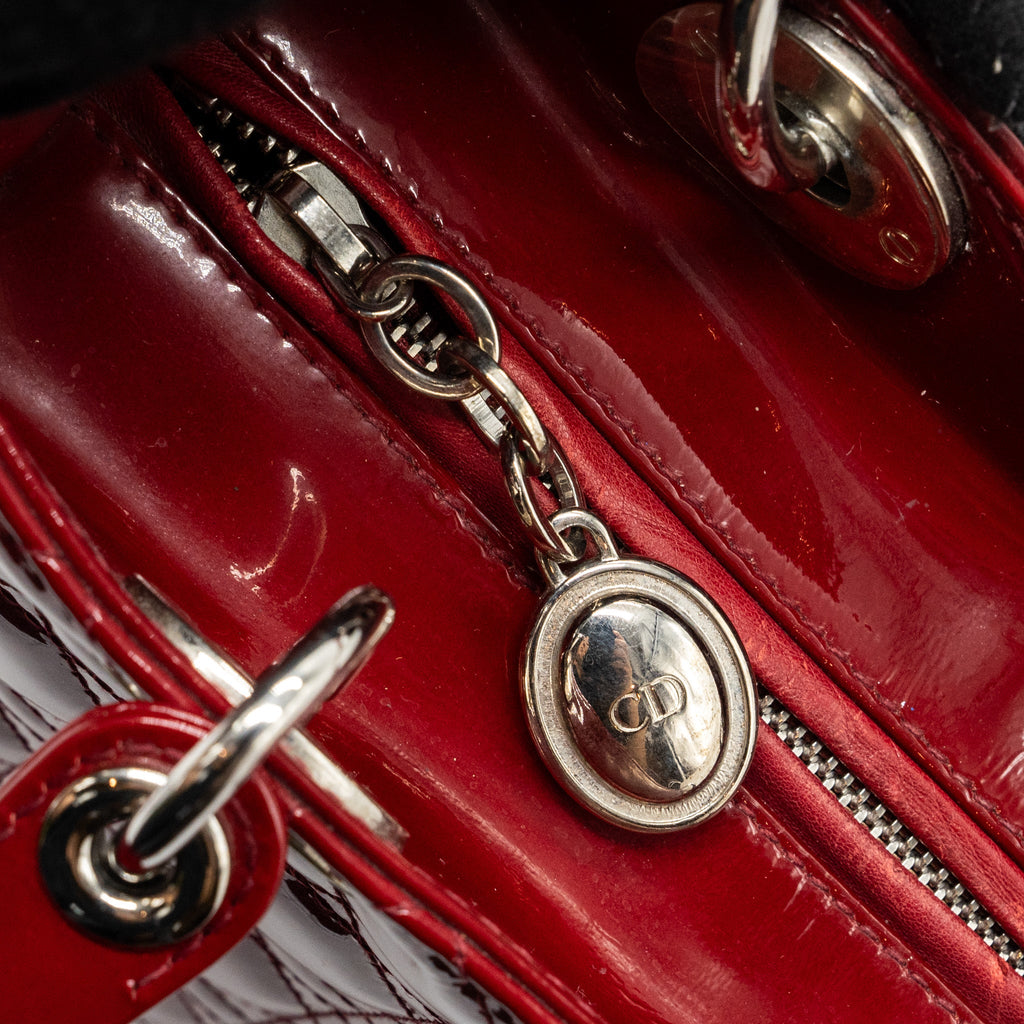 DIOR MEDIUM LADY DIOR PATENT RED SHW