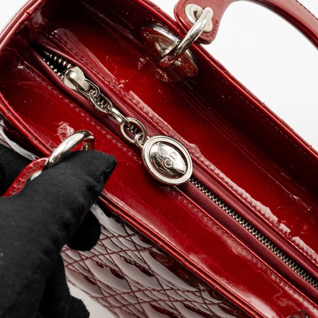 DIOR MEDIUM LADY DIOR PATENT RED SHW