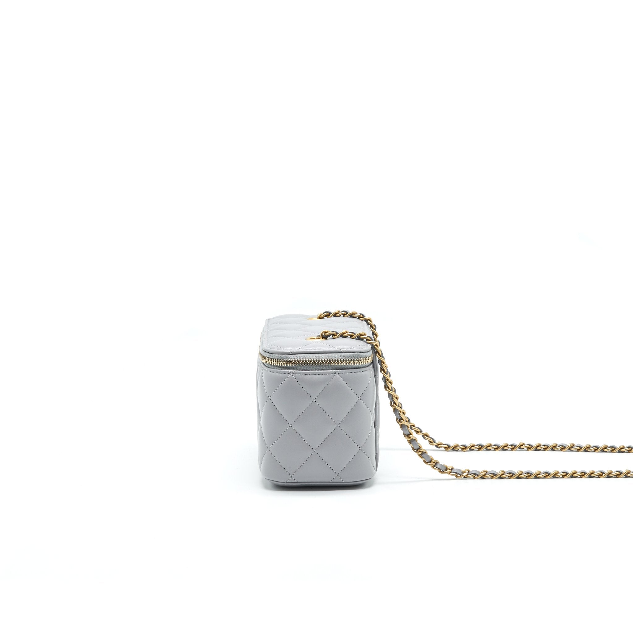 CHANEL 21B PEARL CRUSH LONG VANITY WITH CHAIN LIGHT GREY GHW