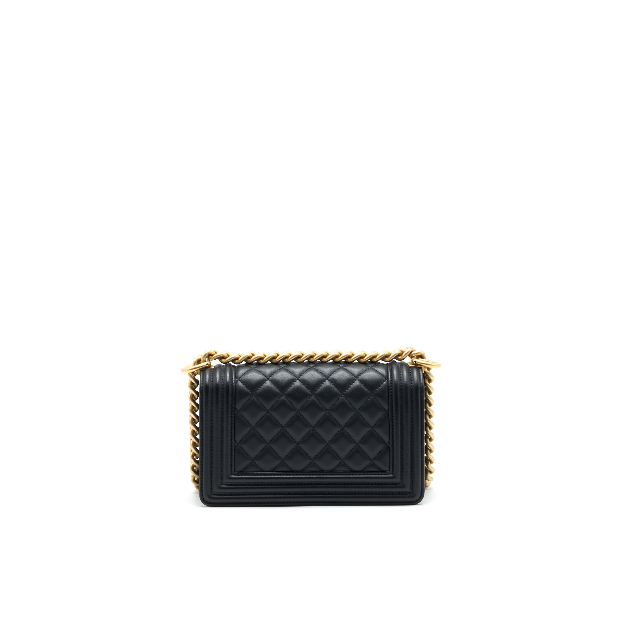 CHANEL SMALL BOY BAG CALFSKIN BLACK WITH GHW SERIAL27