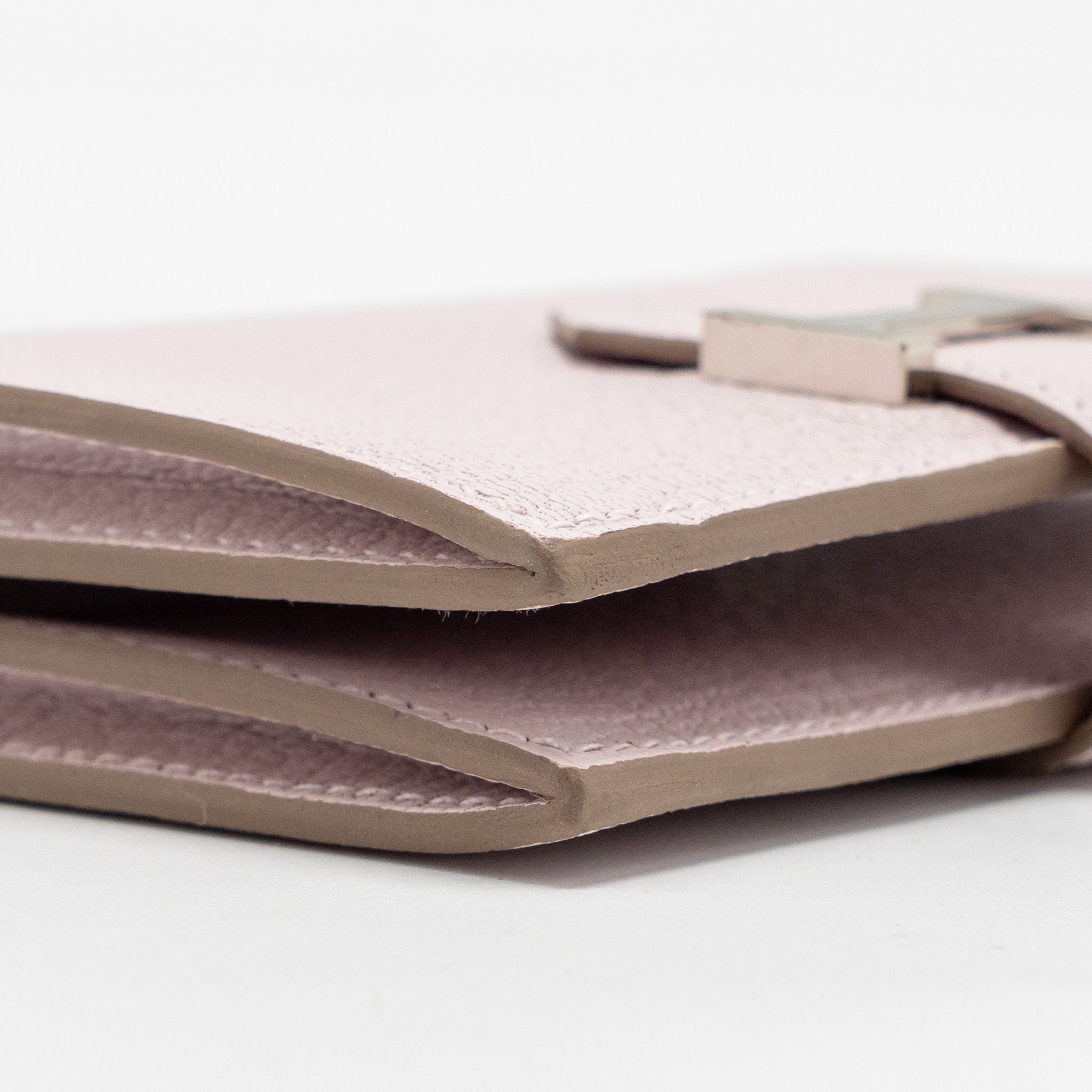 HERMES BEARN COMPACT WALLET CHÈVRE MYSORE MAUVE PALE SHW