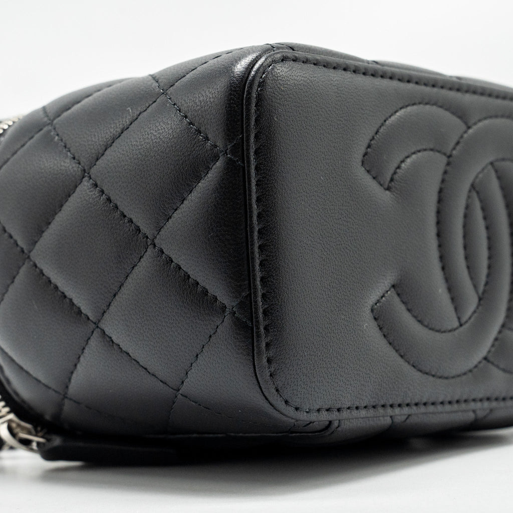 CHANEL TOP HANDLE LONG VANITY CASE LAMBSKIN BLACK SHW (MICROCHIP)