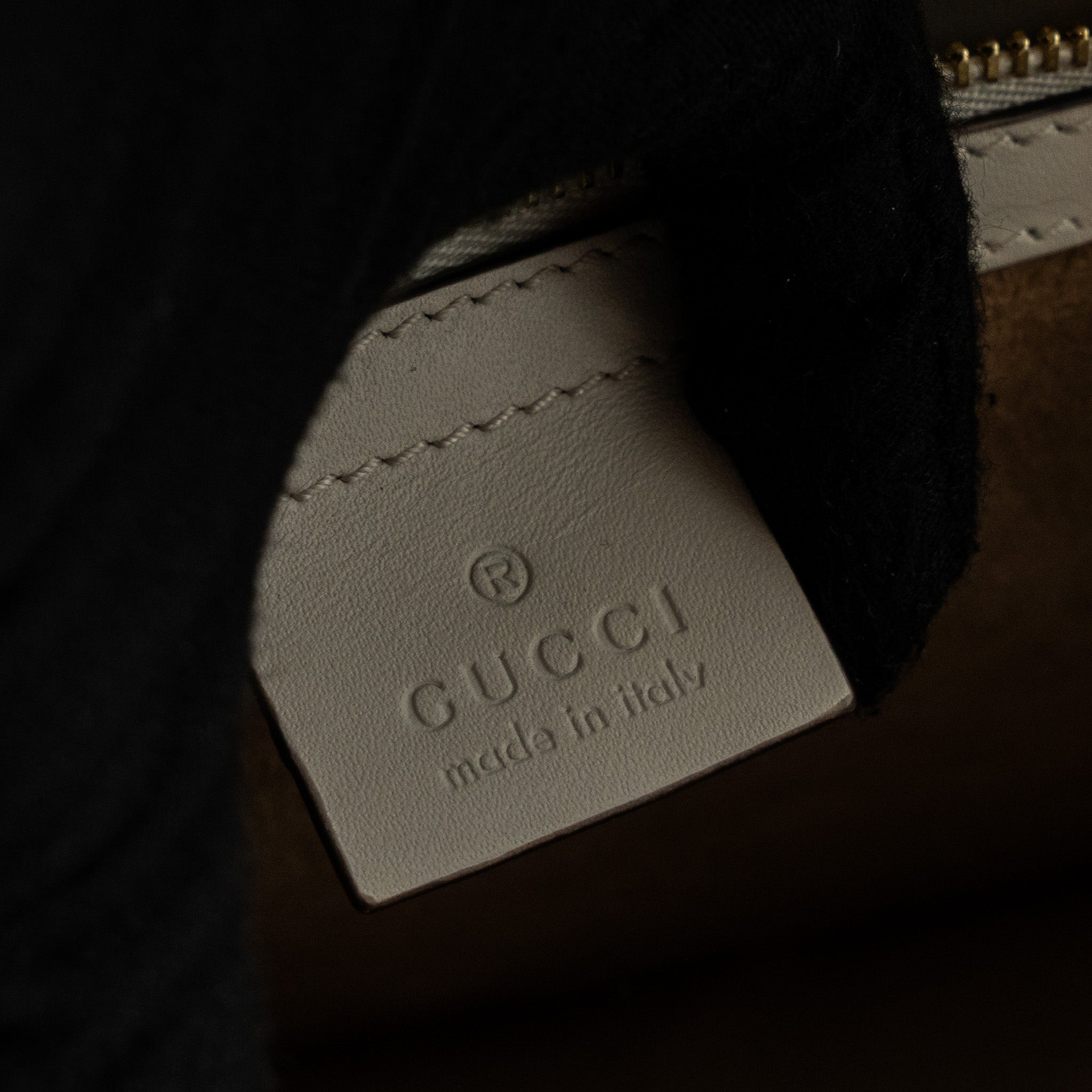 GUCCI SYLVIE EMBROIDERED SHOULDER BAG CALFSKIN WHITE GHW