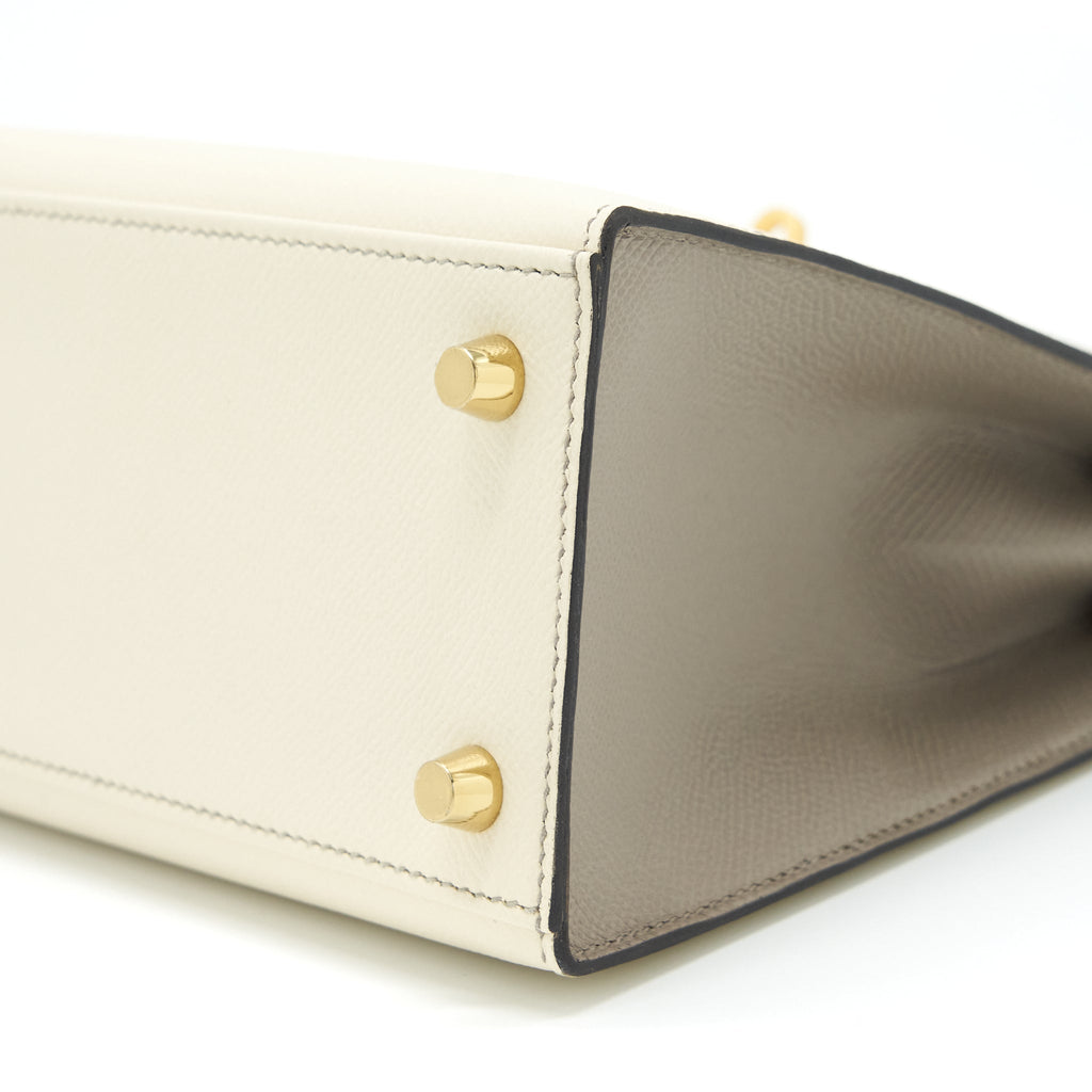 HERMES KELLY 25 SPECIAL ORDER EPSOM CRAIE / GRIS ASPHALT BRUSHED GHW
