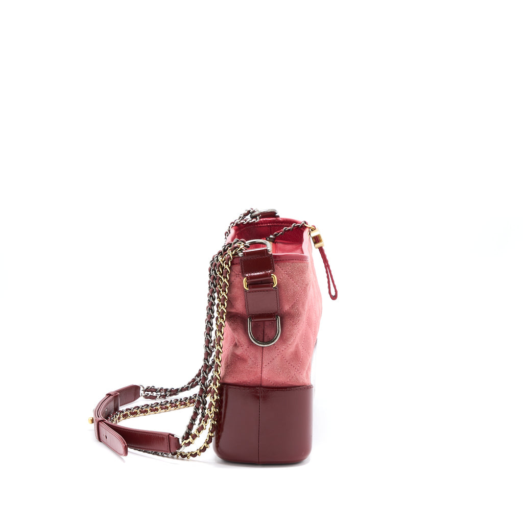 CHANEL LARGE GABRIELLE HOBO BAG SUEDE/LEATHER PINK MULTICOLOUR HARDWARE